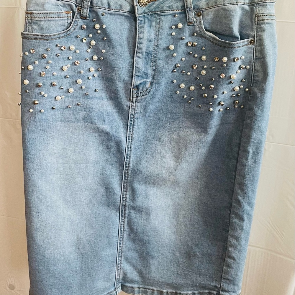 Studded Denim Skirt